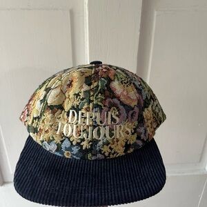 Depuis Toujours Floral Weave & Corduroy Brim Hat